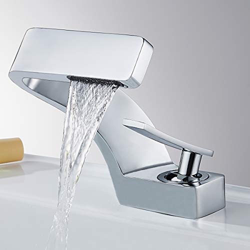 becola Chrome Bathroom Sink Faucet, Single Hole Faucet for Bathroom Sink, Solid Brass Single Handle Lavatory Vanity Sink Faucet with Two US Standard 3/8" Hoses - color: Chrome