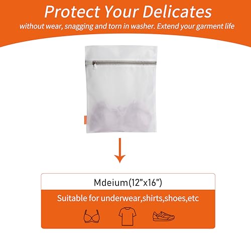 Mesh Laundry Bags 3 Pack (12 x 16" Medium) | Durable Zipper, For Delicates, Lingerie, Bras, Underwear, Protect Garments in Washing Machine - size: 3 Medium