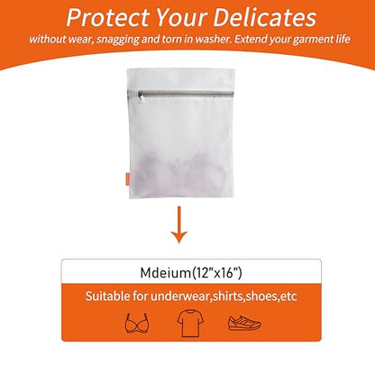 Mesh Laundry Bags 3 Pack (12 x 16" Medium) | Durable Zipper, For Delicates, Lingerie, Bras, Underwear, Protect Garments in Washing Machine - size: 3 Medium