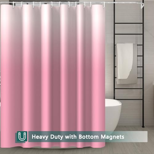 Shower Curtain Liner, 100% Waterproof Peva Shower Curtains with 3 Duty Heavy Bottom Magnets and 12 Rust Proof Grommets, 72x72 Weighted Shower Liner for Shower Stall, Bathtubs - color: Gradient Pink