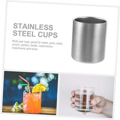 Stainless Steel Water Tumbler Cup Multi Use Smooth Beverage Holder for Home Travel Party Toothbrush and Beer Cup with Sleek Silver Finish