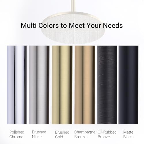 Square Shower Arm with Flange Heavy Duty Stainless Steel Rainfall Shower Head Extension Pipe, Bathroom Wall Mounted 16 Inch Extender Arm, Brushed Nickel - color: Brushed Nickel