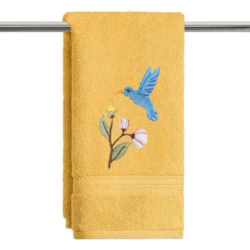 Artoid Mode 1 Pc Yellow Bird Floral Embroidered Hand Towels for Bathroom, 100% Cotton Soft Absorbent Farmhouse Decor Towels, 13.7 x 29.5 Inch - color: Yellow, size: 13.7" x 29.5", 1PC
