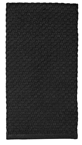 COTTON CRAFT Amazing Kitchen Towels - 8 Pack 100% Cotton Waffle Terry Towel | Black - 16x28 inch Euro Café Waffle Weave Dish Towels - Soft Absorbent Quick Dry Low Lint Reusable Pantry Bar Cleaning Cloth - color: Black, size: 8 Pack
