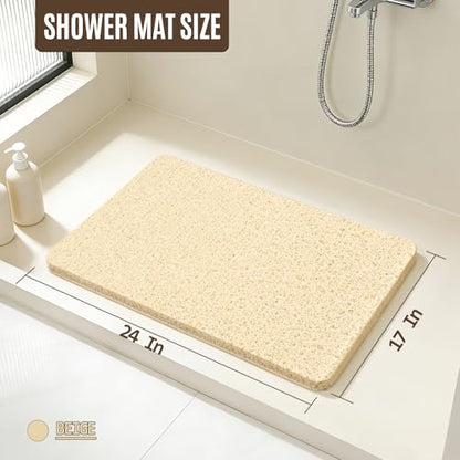 17 * 24in Shower Mat Bathtub Mat Non Slip | Bathmats Non Slip, Quick Drying Foot Scrubber Loofah Mats for Inside Shower, Tub, Bathroom, Home, Beige - color: Beige, size: 24" x 17" (Rectangular)