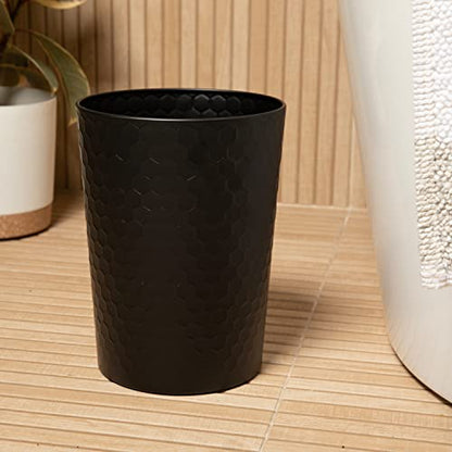 6 Piece Bathroom Accessories Set, Toothbrush Holder, Toothbrush Cup, Soap Dispenser,Bathroom Vanity Tray, Qtip Holder, Trash Can - Black - color: Black