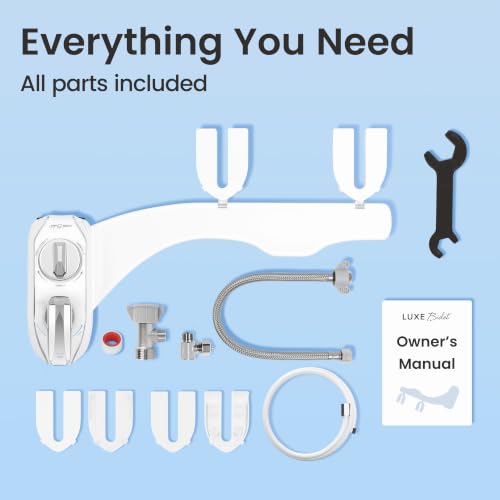 LUXE Bidet NEO 320 PLUS - Warm Water Bidet Attachment for Toilet, Chrome | Non-Electric, Warm Water, Dual Nozzle, Slide-In Install, 360° Self-Clean, EZ-Lift to Clean, Feminine & Rear Wash - color: Chrome