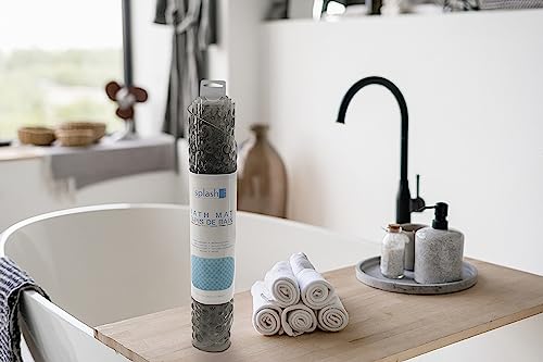 Splash Home Bubble Bathtub Mat Non-Slip, Shower Mat with 167 Suction Cups and Drain Holes Bath Mat for Tub, 27 L x 15 W Inches, Machine Washable, PVC - Grey