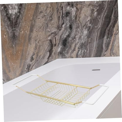 Luxshiny Stainless Steel Bathtub Tray Expandable - Shower Rack for Bathing Essentials Holder for Phone Soap Towels Reading Materials Finish - color: Golden