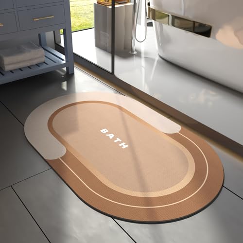 MontVoo Bath Mat - Non Slip, Quick Dry, Stain Resistant Bath Mat Rug for Bathroom Floor - Easy Care Shower Rug for Outside Bathtub - 17"x27" Brown - color: Brown, size: 17"x27"