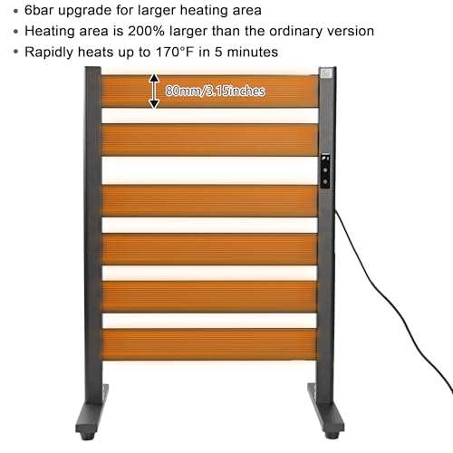 Towel Warmer for Bathroom, 6-Bar, Upgraded Extra-Wide Heating Area, Built-in Timer and Temperature Adjustment, Overheating Protection. Large Free-Standing Heated Towel Rack，Matte Black