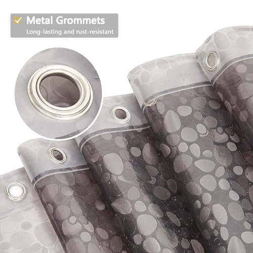 Shower Curtain Liner, Waterproof EVA 3D Shower Curtains with Duty Heavy Bottom Magnets and Rust Proof Grommets, Weighted Shower Liner for Shower Stall, Bathtubs - color: Grey Pebble, size: 72"W x 78"L (Pack of 1)