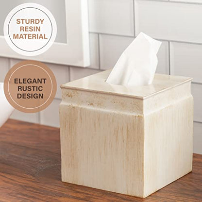 Creative Scents Rustic Luxe Beige 6 Piece Bathroom Accessories Set | Includes Toilet Brush and Holder, Tissue Box Cover, Soap Dispenser, Toothbrush Holder, Tumbler Cup & Soap Dish - style: 6 Piece Set