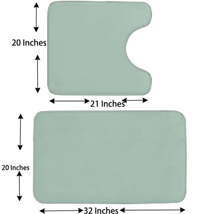 Madeals Memory Foam Bathroom Toilet Rug Set 4 Piece with Toilet Lid Cover and Tank Covers Teal Sage Green - color: Sage Green
