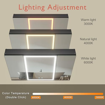 40x28 Inch Three Doors Aluminum LED Bathroom Medicine Cabinet with Mirror | Light Adjustment, Anti-Fog, Sockets&USBs, High Capacity, Easy to Install - color: 3 Door-40*28