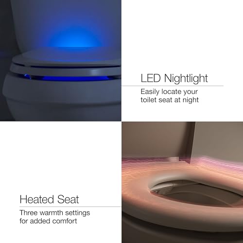 Kohler PureWash E750 Elongated Heated Bidet Toilet Seat, White with Touchscreen Remote Control, Quiet-Close Grip-Tight Lid, Self-Cleaning Wand, Warm Water Bidet, Adjustable Water Pressure, Nightlight - color: White