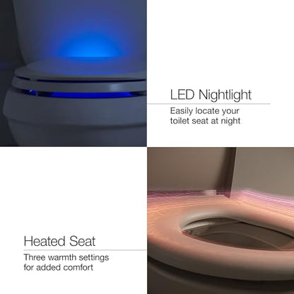 Kohler PureWash E750 Elongated Heated Bidet Toilet Seat, White with Touchscreen Remote Control, Quiet-Close Grip-Tight Lid, Self-Cleaning Wand, Warm Water Bidet, Adjustable Water Pressure, Nightlight - color: White