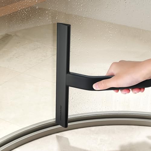 JustHang Shower Squeegee with Built-in Hook, 10-Inch Black | Award-Winning Design, All-One-Piece Soft-Touch Silicone, for Glass Door, Bathroom, Window, Mirror, Tile Wall, Car - color: Classic Black
