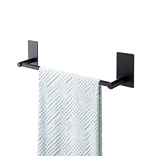 Songtec Stick Towel Bar Black 12-Inch, Adhesive Bath Towel Rack No Drill, Strong Adhesion Tape Mount Towel Holder, Stainless Steel - Black - color: Black, size: 12-Inch