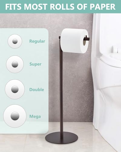 Toilet Paper Holder Stand, Free Standing Toilet Paper Roll Holder for 4 Spare Rolls, Modern Bathroom Toilet Paper Stand with Reserve, Oil Rubbed Bronze, Housen Solutions