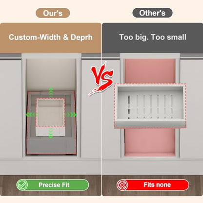 Fokyfok 2Pc Pull out Cabinet Organizer,7"-11"W,17"-24"D,Expandable | No Drill,Adjustable,Roll out Drawers,Adhesive Sliding Drawers,Slide out Shelves for Cabinets Without Lip,Kitchen,Pantry,White - size: (7"W-11"W)X(17"D-24"D)