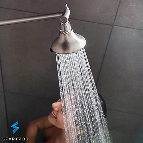 SparkPod 11" Extension Arm, Adjustable Height & Angle, Brushed Nickel | Adjustable Height & Angle, Sturdy Lock, Universal Connection, Transform your showers into rain shower experience - color: 2 - Elegant Brushed Nickel, style: 11 Inch Adjustable