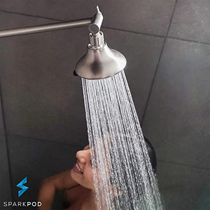 SparkPod 11" Extension Arm, Adjustable Height & Angle, Brushed Nickel | Adjustable Height & Angle, Sturdy Lock, Universal Connection, Transform your showers into rain shower experience - color: 2 - Elegant Brushed Nickel, style: 11 Inch Adjustable