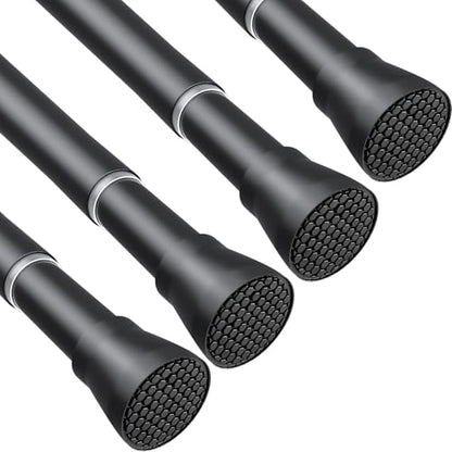 Tension Curtain Rod Black Tension Rod 28 To 48 Inch Spring Curtain Rod Non Slip Tension Rods 4Pcs For Windows No Drilling Adjustable Tension Rods of Curtain Window Closet Kitchen Wardrobe - color: Black, size: 28-48 inch 4pcs