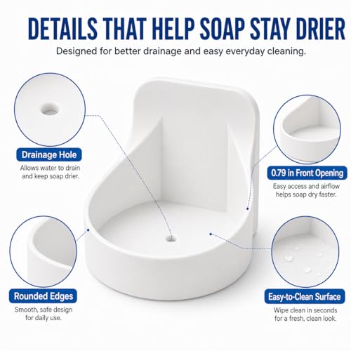 White No Drill Adhesive Wall Shelf, Round Plastic Cup Holder
