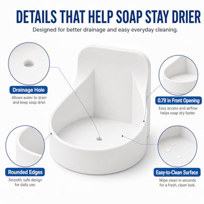 White No Drill Adhesive Wall Shelf, Round Plastic Cup Holder