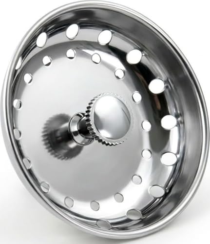 Highcraft 97333 Kitchen Sink Basket Strainer Replacement for Standard Drains (3.25 Inch) Chrome Plated Stainless Steel Body With Rubber Stopper, 3.25" - size: Pack of 1