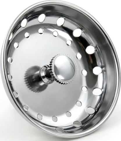 Highcraft 97333 Kitchen Sink Basket Strainer Replacement for Standard Drains (3.25 Inch) Chrome Plated Stainless Steel Body With Rubber Stopper, 3.25" - size: Pack of 1