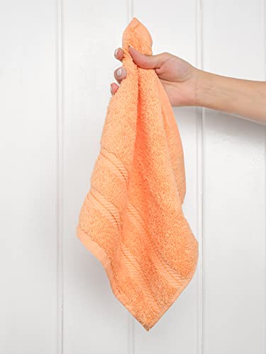American Soft Linen 100% Cotton Luxury Turkish Towels, 4 PC Washcloth Set | Soft Absorbent Quick Dry OEKO Tex Standard 100 Certificated Durable Machine Washable Premium Hotel Quality - color: Malibu Peach, size: 13"x13"