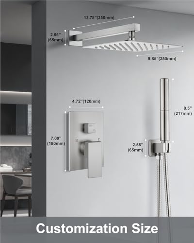 Aolemi Shower System with Rain Head and Handheld,10-Inch,Brushed Nickel | High-Pressure Shower Faucet Set with Dual-Function Handheld,Rough-In Valve,1.8 GPM,Wall-Mount Trim Kit - color: Brushed Nickel, size: 10 Inch