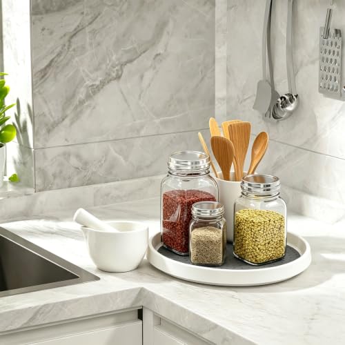 Lazy Susan Turntable Organizer 2 Pack - 10" Rotating Spice Rack Trays | Features a smooth 360-degree rotating design for effortless access to items in deep cabinets, pantries, and fridges. - size: 10 inch