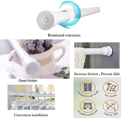 2 Pack Small Tension Rods 26 in to 39 Curtain Rods Window Rods in Extendable Width Spring Cupboard Bars for Kitchen Utensils, Closet, and Cabinet, Fit in The Spaces to Stay Up 26 to 39 in - color: White, size: 26" to 39"-2PCS