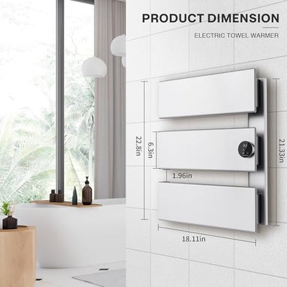 K&KALONZO Electric Towel Warmer Wall Mounted, Fast Heat in 2 Min, NTC Safety | 5 Timers & 3 Heat Levels Control, 2H Rapid Dry, Plug-In/Hardwired, Anti-Scald, Aluminum Heated Towel Rack for Bathroom, K3RS - color: Silver, size: 3-Bar