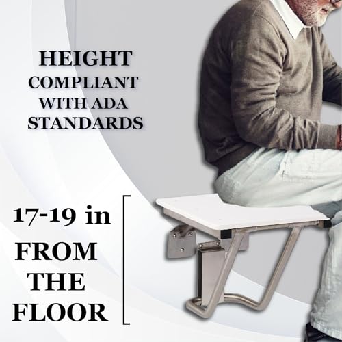 Folding Shower Chair for Elderly and Disabled | ADA Folding Shower Seat Wall Mounted Holds up to 400 lbs | High Density Polymer Shower Chair for Inside Shower 304 Stainless Steel | 30" x16” - size: 30