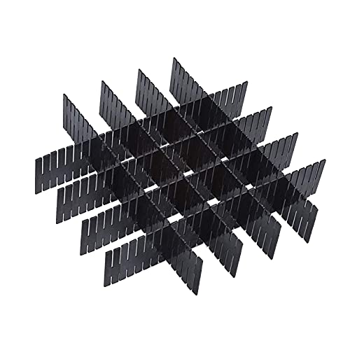 Onerbuy 8pcs Adjustable Grid Drawer Dividers DIY Plastic Closet Separator Tidy Organizer Container for Underwear Socks Belt Office Supplies (Black) - color: Black
