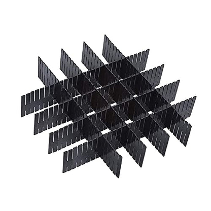 Onerbuy 8pcs Adjustable Grid Drawer Dividers DIY Plastic Closet Separator Tidy Organizer Container for Underwear Socks Belt Office Supplies (Black) - color: Black