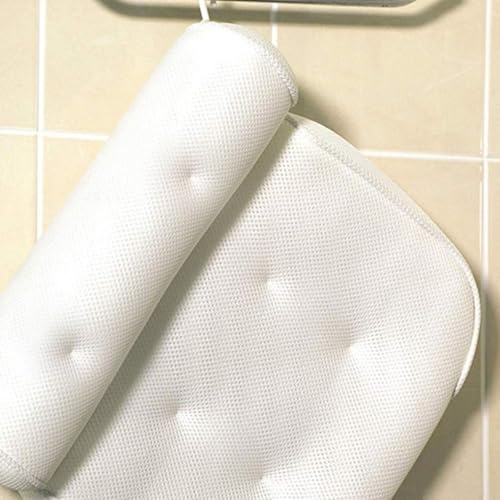PRETYZOOM Non-Slip Bath Pillow with 6 Suction Cups, Air Mesh Tub Head and Neck Support for Adults, Spa Bathroom Cushion for Soaking and Relaxation
