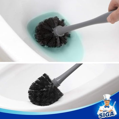 MR.SIGA Toilet Plunger and Brush Combo for Toilet Cleaning, Gray, 2 Set | Heavy duty toilet brush and plunger set, toilet bowl brush and plunger with holder - color: Gray, size: 6.2*8.2*18.1 in