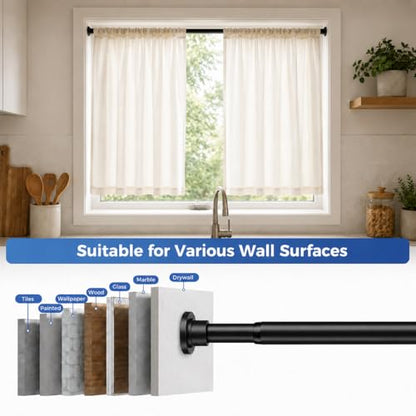 ALLZONE Shower Curtain Rod Spring, 28-42 Inch Heavy Duty Tension Rods No Drilling, Anti-Slip Shower Rods, Adjustable Tension Curtain Rod for Window/Bathroom/Closet, Black - color: Black, size: 28-42 Inches