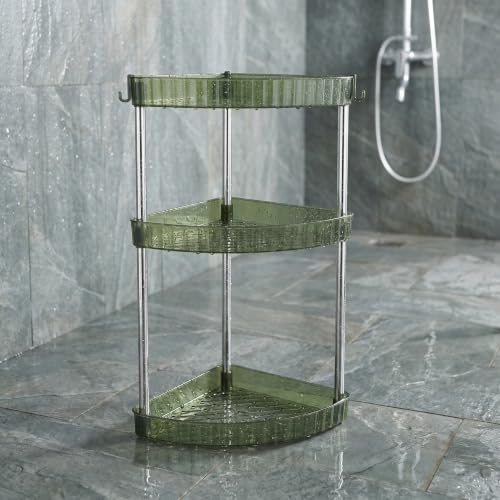 Triangle Corner Bathroom Shelf with 3-Tier Storage, Moisture Resistant Pet and Stainless Steel Material, User-Friendly Assembly, Minimalist Design for Bathroom and Washroom