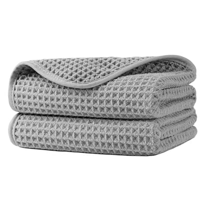 Microfiber Waffle Hand Towels, 2 Pieces, Soft, Absorbent, Fast Drying, Lint Free 430 GSM (Silver) - color: Silver
