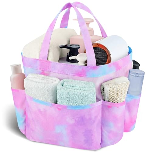 Mesh Shower Caddy Portable - 9 Pockets, Shower Bag for Dorm Room Camping | 2 Handle Quick Dry Shower Bag College Dorm Room Essentials Large Capacity Hanging Basket for Bathroom Travel Swimming Gym - color: gradient purple
