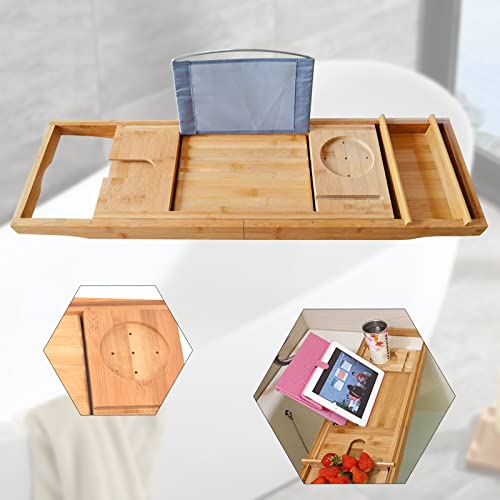 Bathtub Caddy Tray Bamboo Bath Tray Table Over The Tub Shelf+ Bath Rack Holder