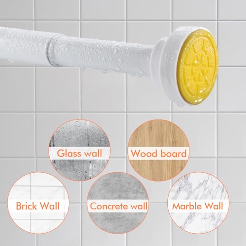 Shower Curtain Rod 31-80 in Adjustable Curtain Rod No Drilling Tension Shower Rod Stainless Steel for Bathroom Room Divider, White - color: White, size: 31"-80"