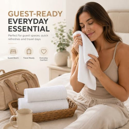 Ameri-Homes Cotton Washcloths Pack of 10, 100% Ring Spun Cotton Face Towels | Highly Absorbent 100% Ring Spun Cotton, 488 GSM Quick-Dry, 12.5 x 12.5 In, White Wash Cloths for Bath Gym Spa - color: White