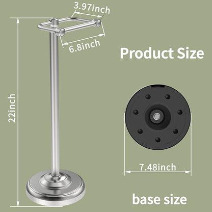 Toilet Paper Holder Stand, Brushed Nickel Toilet Paper Holder Free Standing,Post Pivoting Design & Stable Weighted Base SUS304 Stainless Steel for Bathroom - color: Brushed Nickel